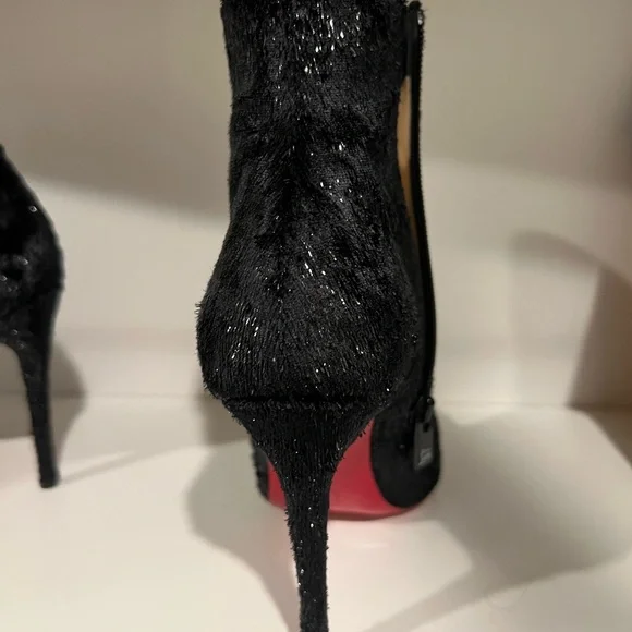 Christian Louboutin Black Velvet Ankle Booties, Kate